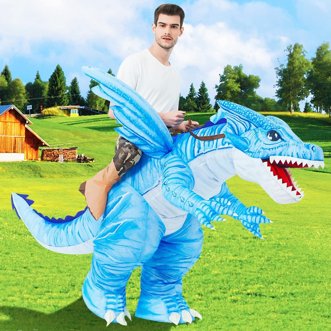 GOOSH Inflatable Dinosaur Costume for Adult Halloween Costume Women Man Funny Blow up Costume for Halloween Party Cosplay - Image 2