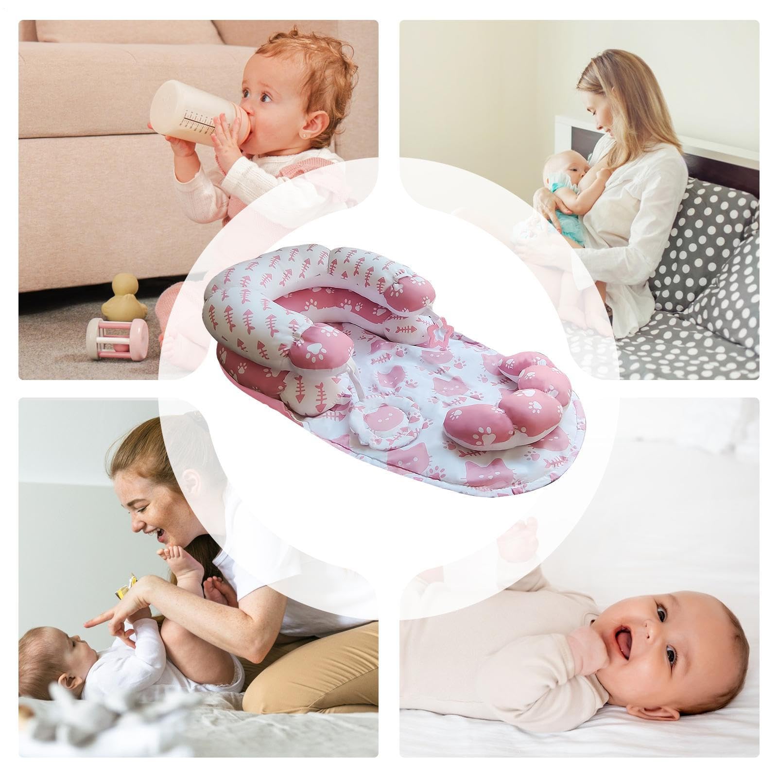 Tapete De Juegos Con Almohada Para Tummy Time Desmontable Sensorial