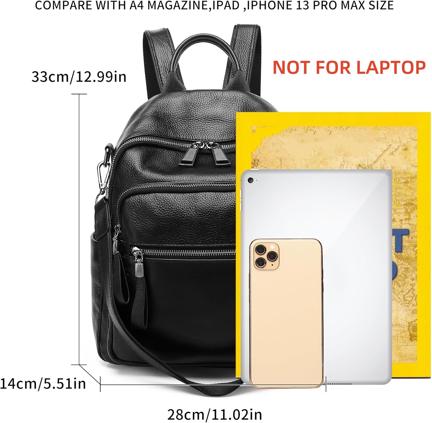 Genuine Leather Backpack Purse For Women Black Real Soft Leather Fashion Designer Convertible Ladies Shoulder Bag - Image 8