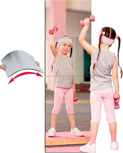 Espejo de pared irrompible de longitud completa, espejo para colocar sobre la puerta, extra grueso de 18 pulgadas, 56 x 14 pulgadas, 4 piezas de 14