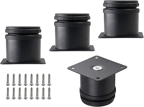Kyuionty Juego de 4 patas de acero inoxidable para muebles de 2 pulgadas, patas redondas ajustables de gabinete de 2 pulgadas de diámetro, patas de