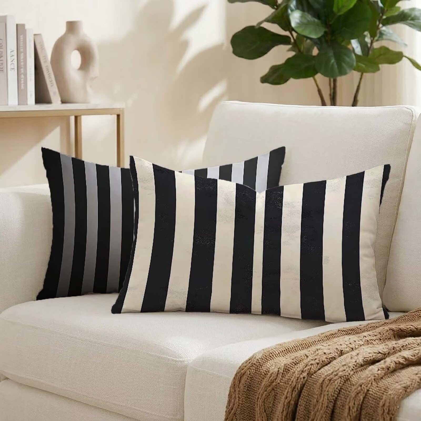 Velours taie d'oreiller 50x80 coussin exterieur impermeable noir lot de 2 housses de canape
