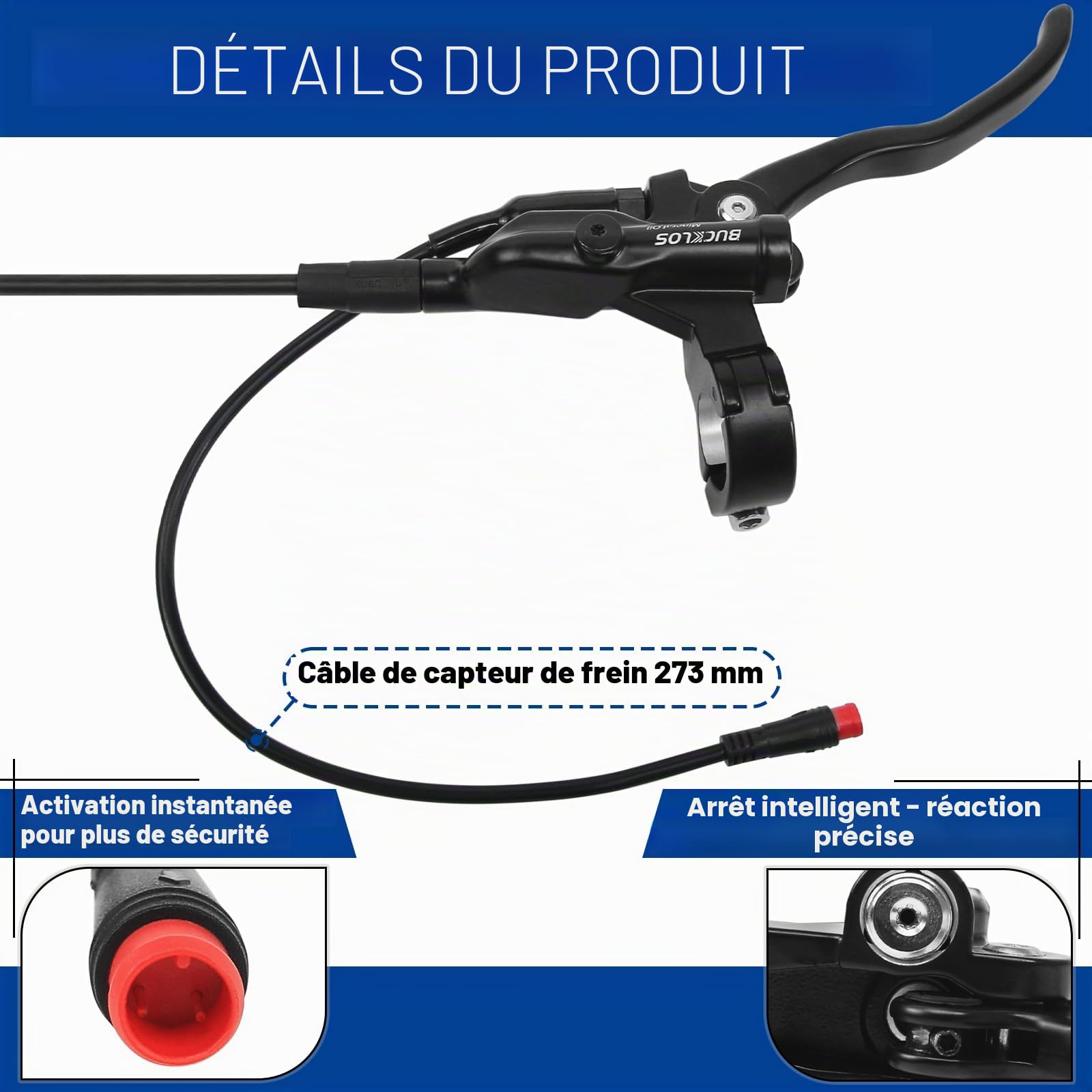Kit de freins à disque hydrauliques pour vélo électrique - 2 pistons d'arrêt électrique avant gauche avant 1100 mm - Arrière droit 1800 mm - Levier en alliage d'aluminium pour scooter/VTT