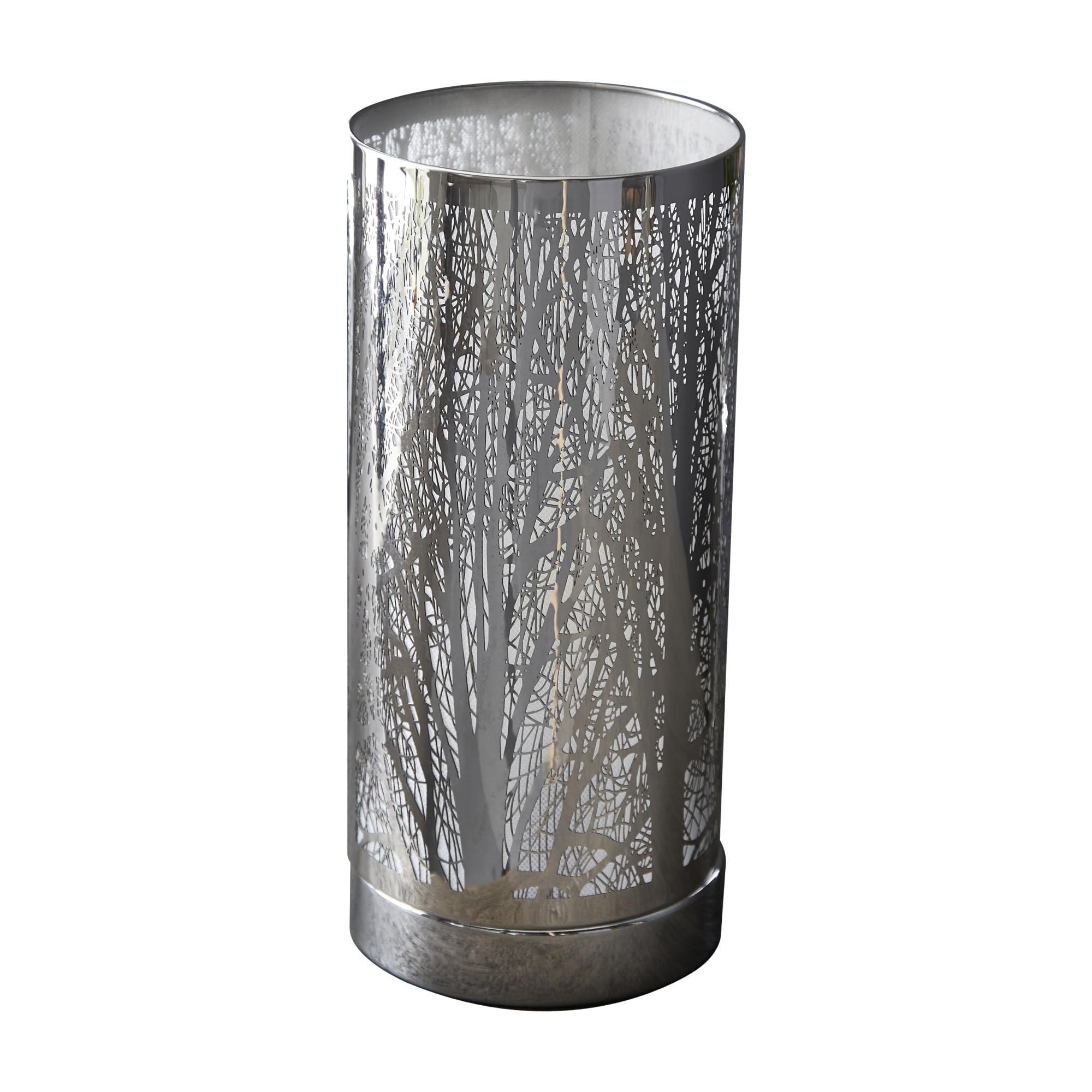 Firstchoicelighting Chrome & Mirror Touch Operated Table Lamp Or Bedside Light, Modern Chrome Woodland Design, Height 26.5Cm
