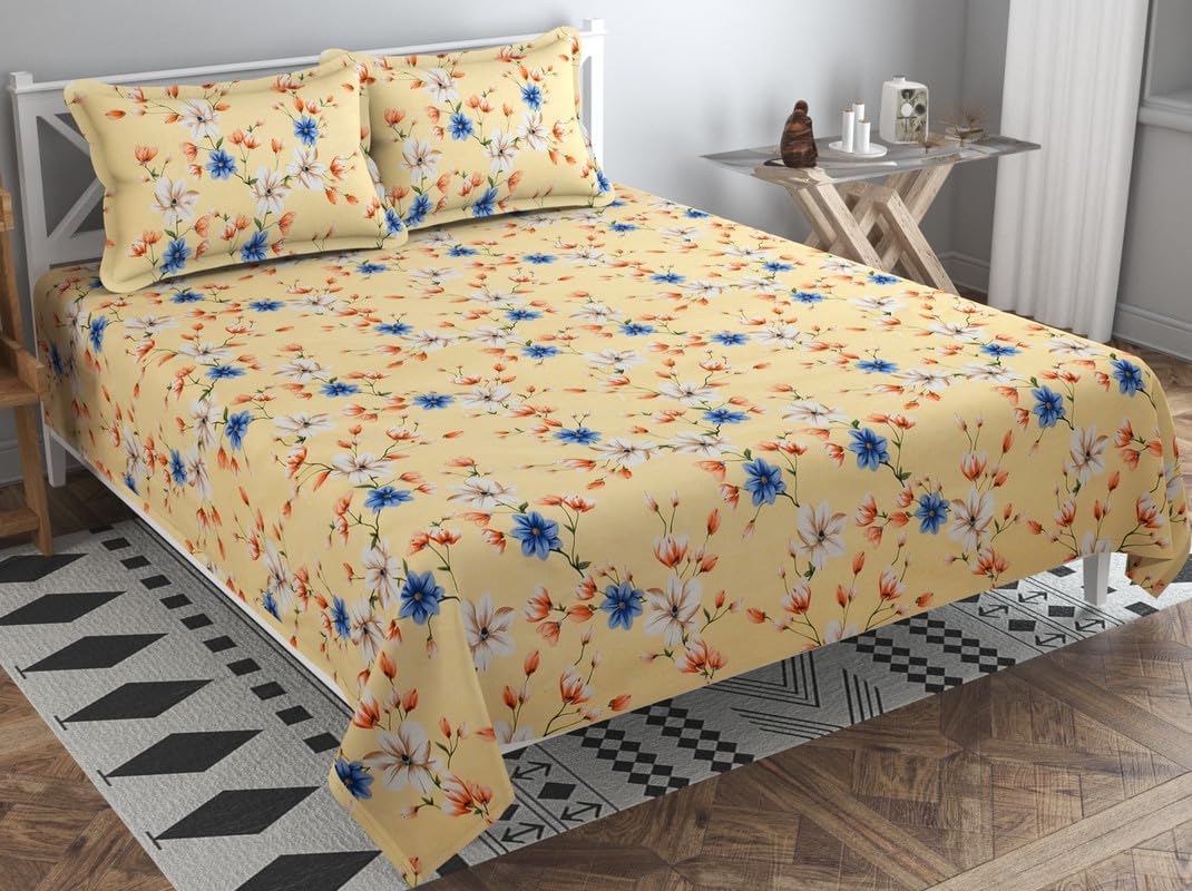 BSB HOME 100% Cotton Feel Double Bed Bedsheet Set | 180tc to 220tc Soft & Breathable with 2 Pillow Covers | Wrinkle Free | for Bedroom & Gifting (Color -Cream Beige, 90 x 90 Inches)-picture-28