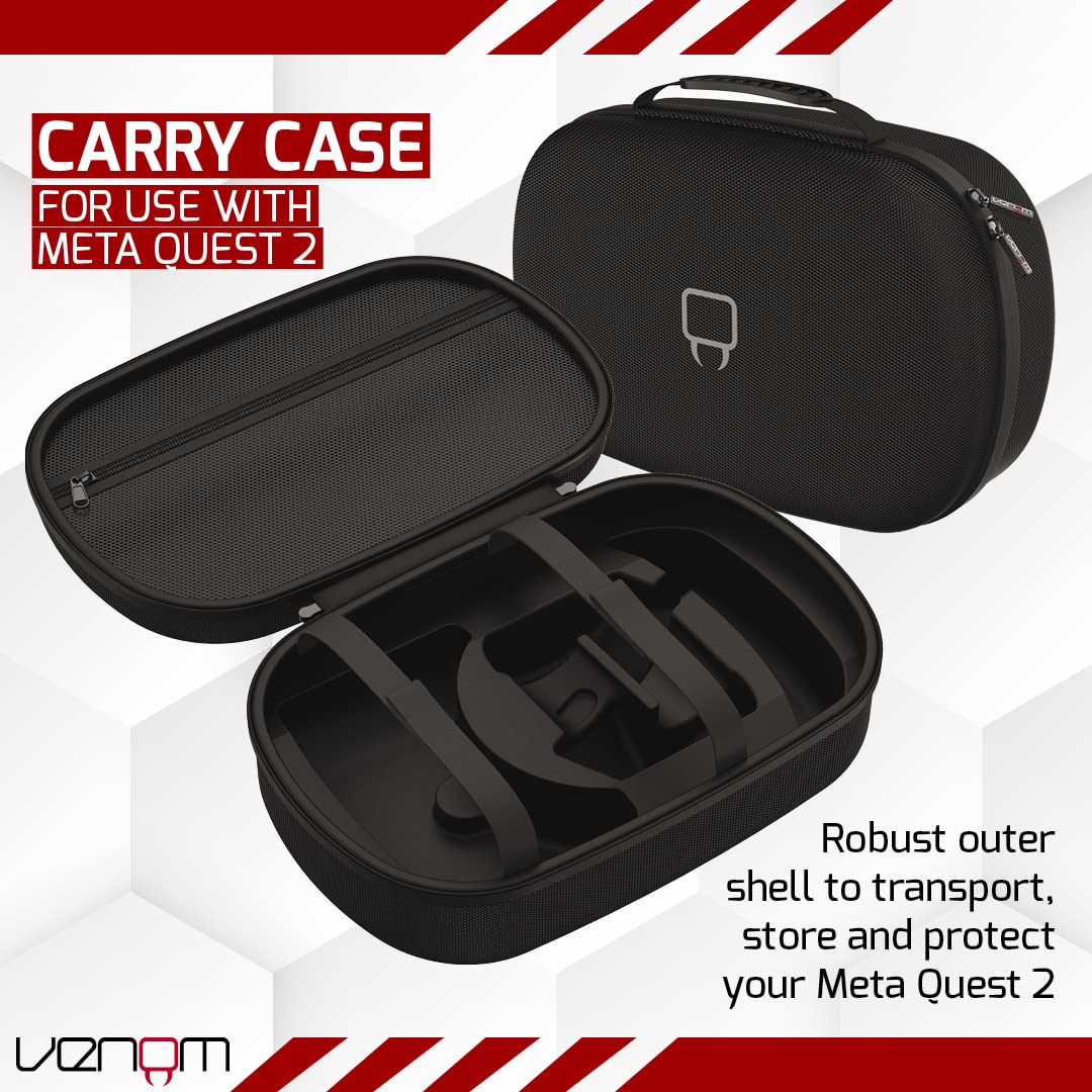 Venom Carry Case for Meta/Oculus Quest 2 Headset, Czarny, Travel Storage Case