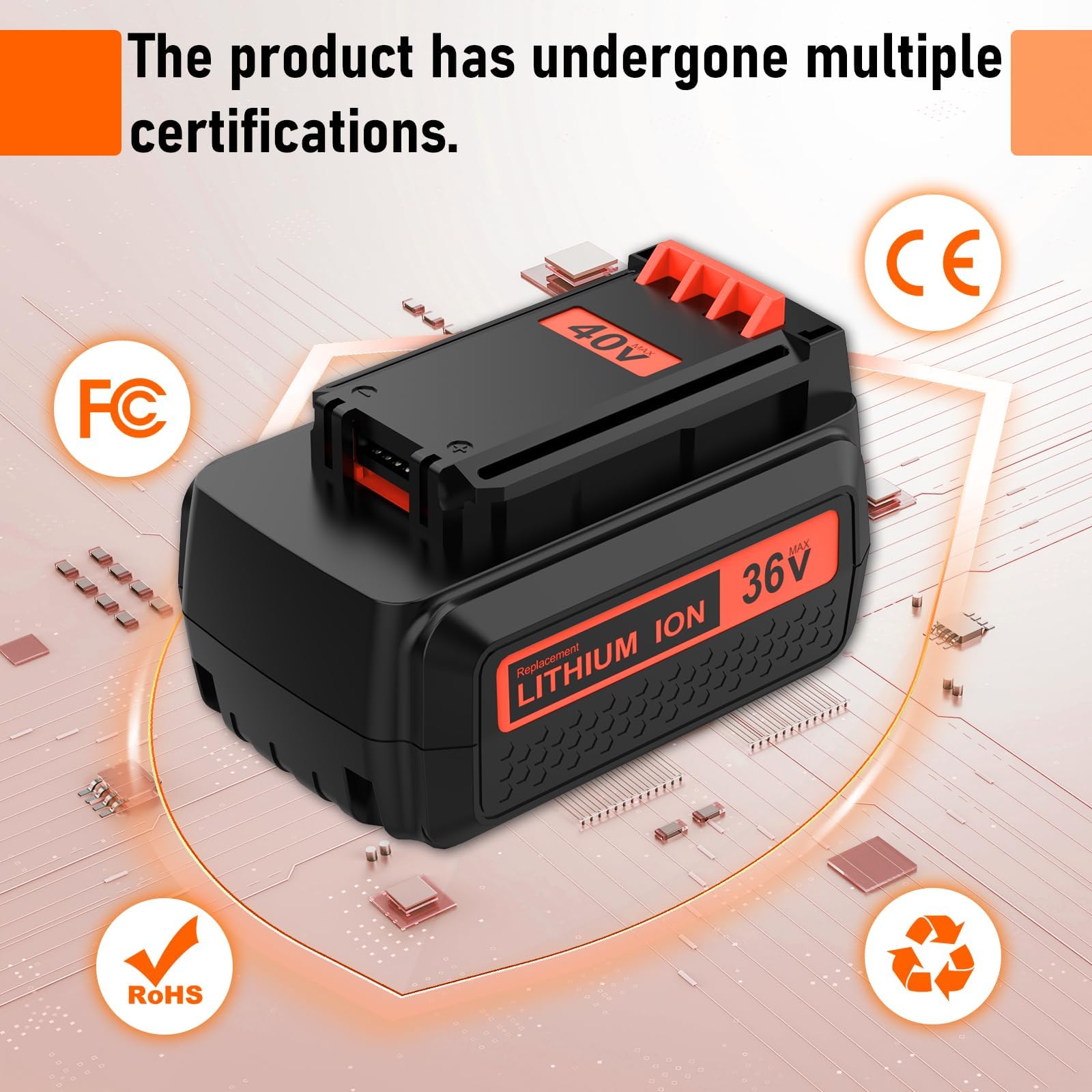 per Black Decker 36V 2500mAh batteria di ricambio 2.5Ah BL2018 LBXR20 LBXR2020-OPE LB20 LBX20 BL2018-XJ 194205-3 194309-1 194204-5 196399-0 196673-6 LXT-400 (1 * 36V 2.5Ah batteria)