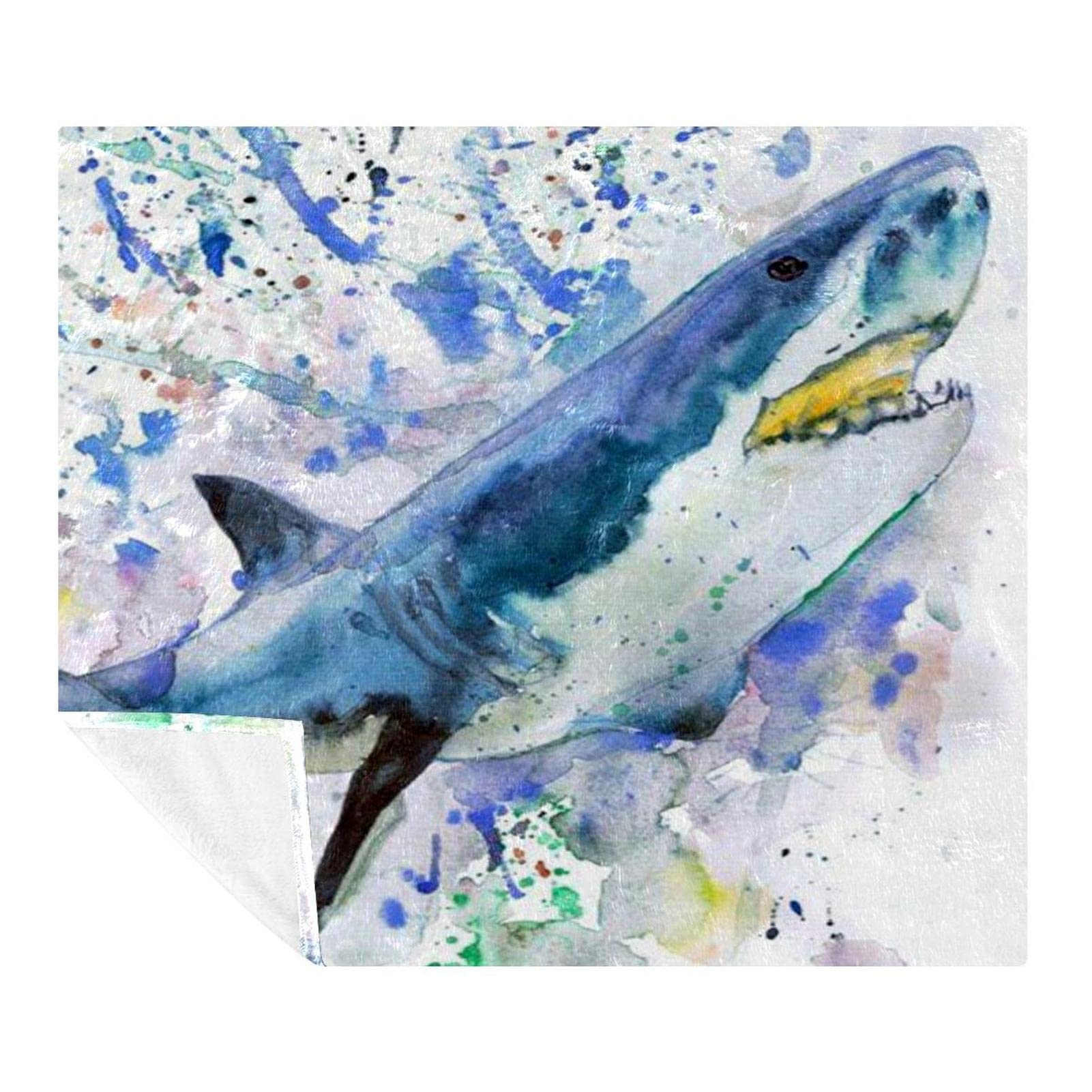 Plaid requin aquarelle pour vos soirées cinéma sur le canapé ou en voyage