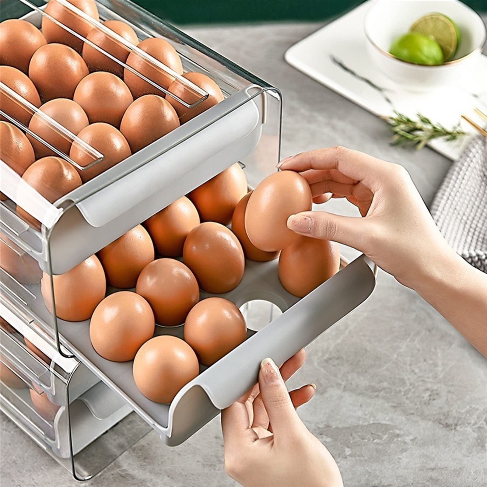 Cubo de Huevos para refrigerador 32 cajón de Huevos de celosía Soporte Organizador de Nevera Caja de Almacenamiento Transparente refrigerador de Cocina