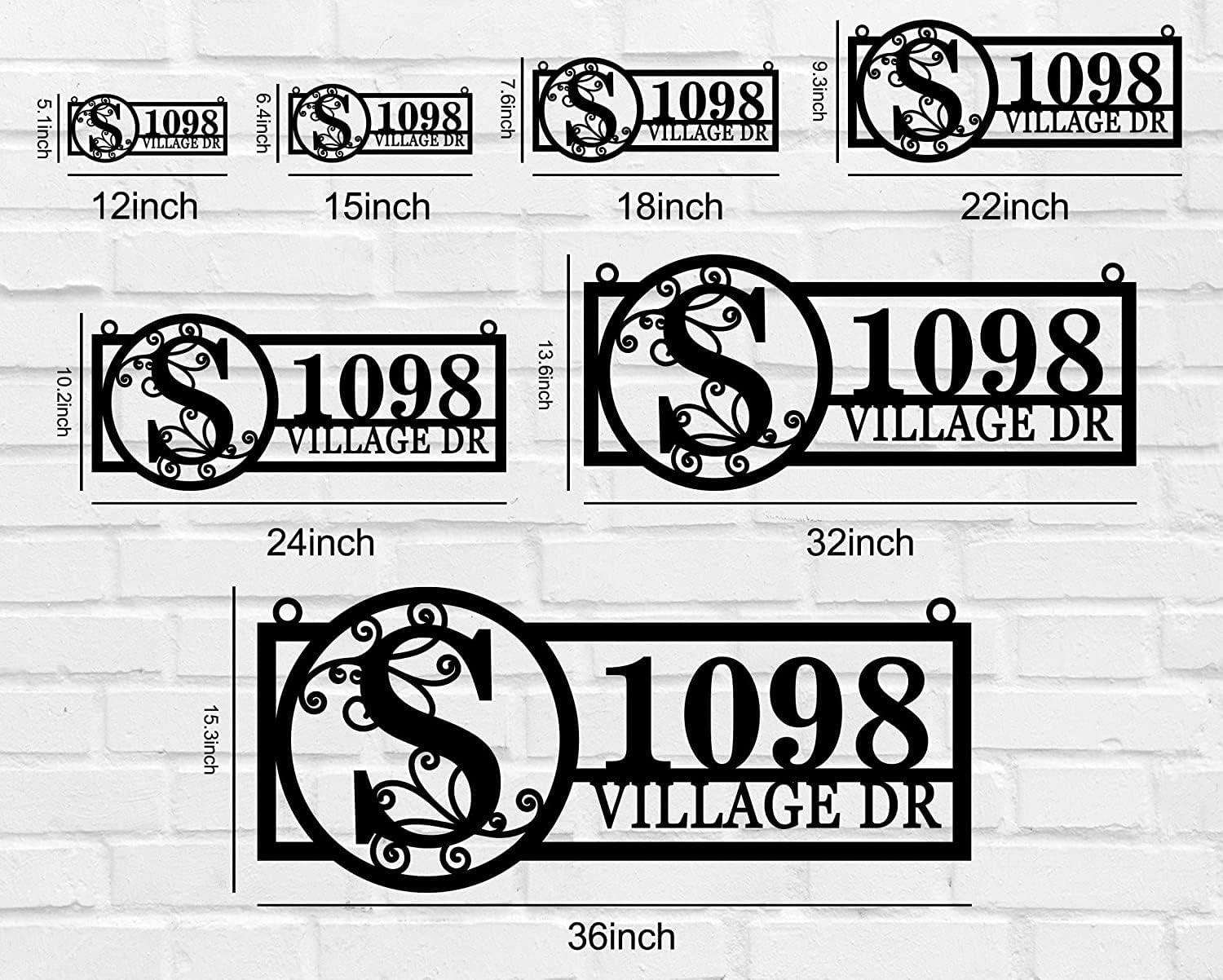 Custom Hanging Metal Address Sign, Hanging Mailbox House Number Sign, Personalized Hanging Lamp Post Address Signs for Yard, Lamp Post Address Plaque, Custom Metal Monogram Address Sign