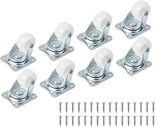 8 Pack 1" Low Profile Casters Wheels for Furniture, Small Swivel Caster with No Noise, 360 Degree Top Plate 22 lbs Weighs Capacity Each Caster (Screws Included)