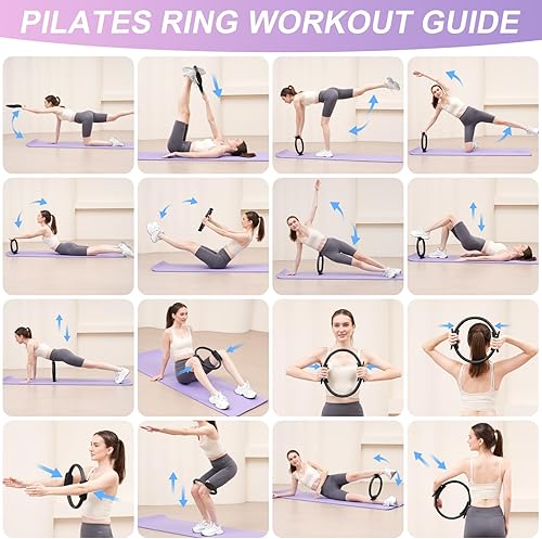 Miniatura 2 de Juego de círculos de pilates, anillo de yoga, equipo de pilates de alta resistencia para mujeres, incluye anillo de pilates, pelota de ejercicio
