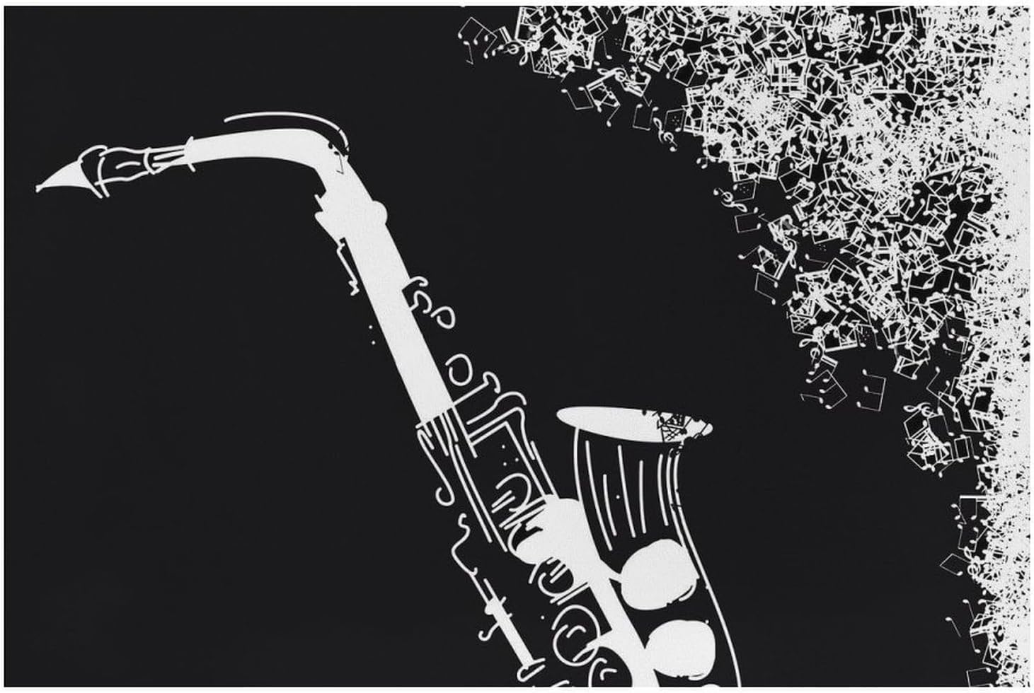 Black White Saxophone Pet Feeding Mat Dog Cat Food Placemats for Water Bowl Non Slip