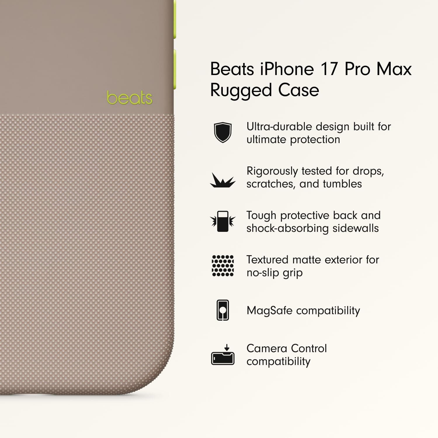 Beats iPhone 17 Pro Max Rugged Case with MagSafe & Camera Control