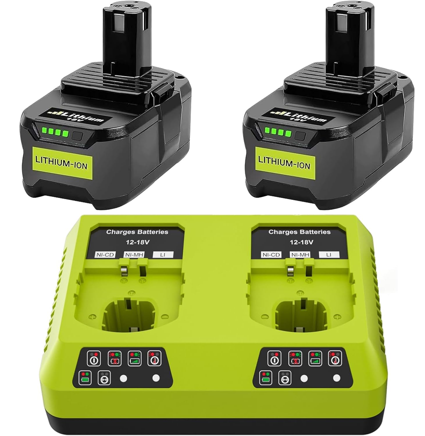 2 X 8,0Ah P108 Batterie pour Ryobi 18V et Chargeur à Double Port 6A