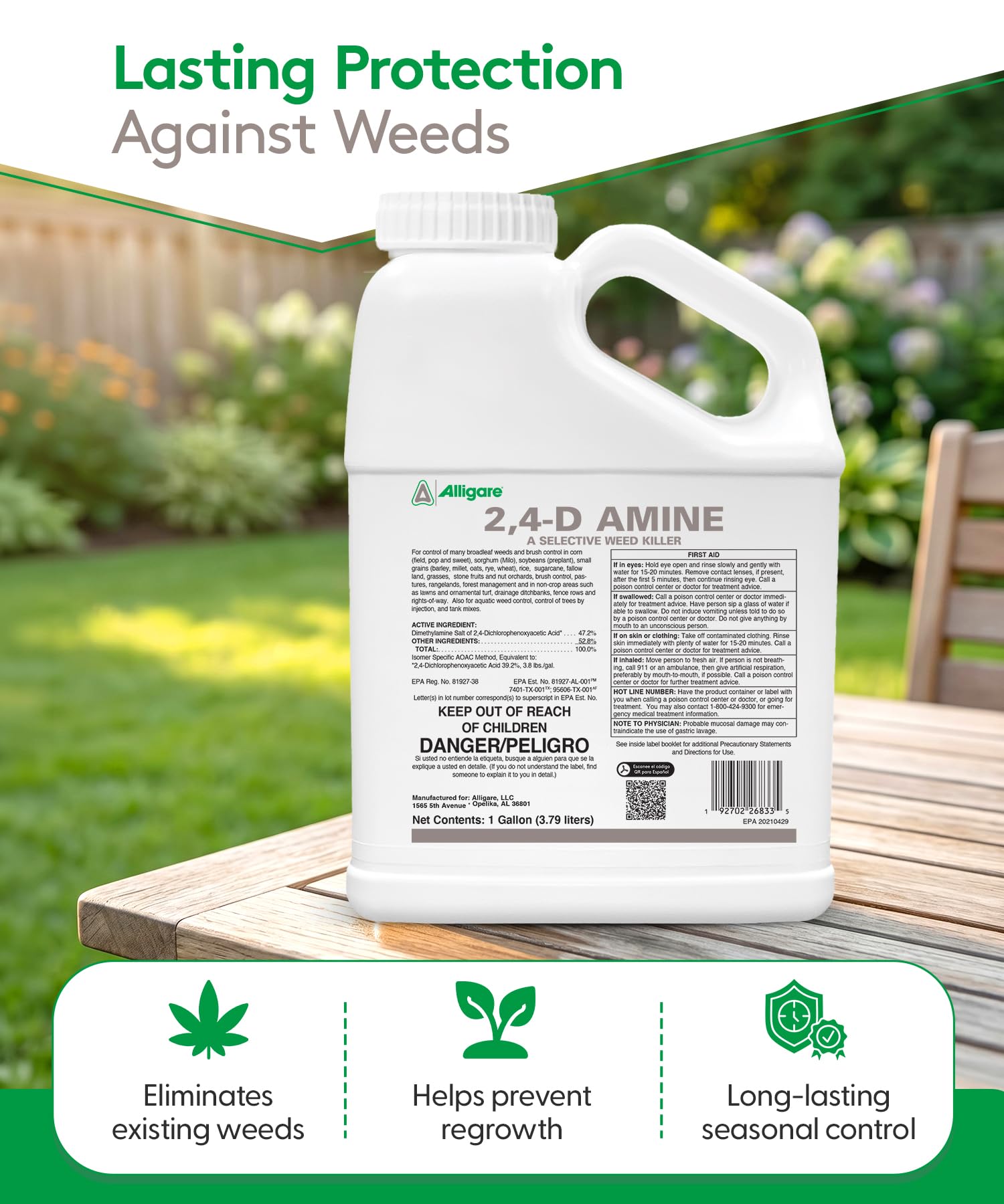 Amazon.com : ALLIGARE 2,4-D Amine Weed Killer Concentrate - Post Emergent  Herbicide to Control Pigweed, Thistle & More - 46.8% Active Ingredient -  for Lawns, Pastures, Aquatic Sites & Crops - 1 Gallon : Patio, Lawn & Garden