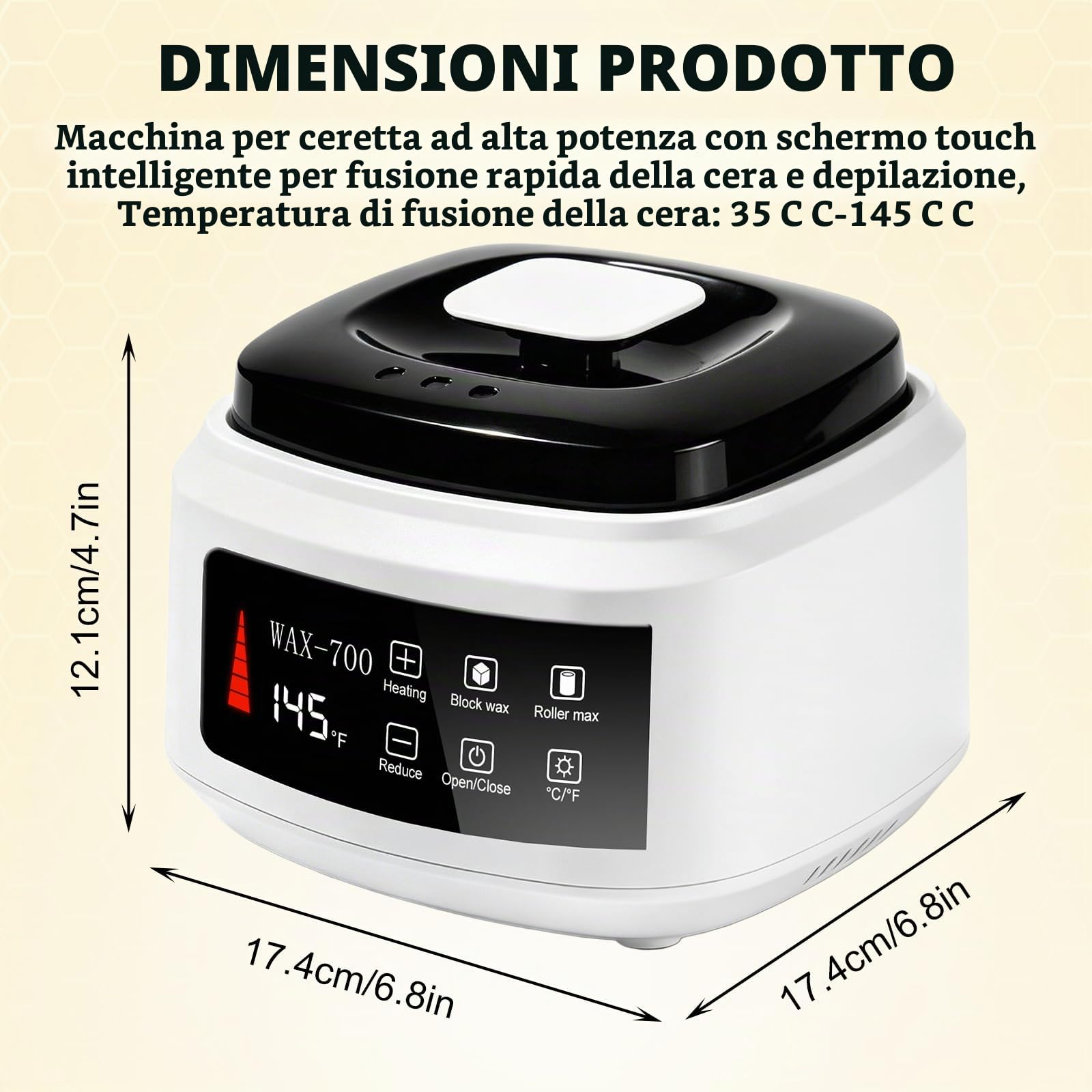 Scaldacera, 500 ml, macchina per la fusione della cera, 100 W, regolazione automatica della temperatura, cera calda per la depilazione, colore bianco, per uso domestico