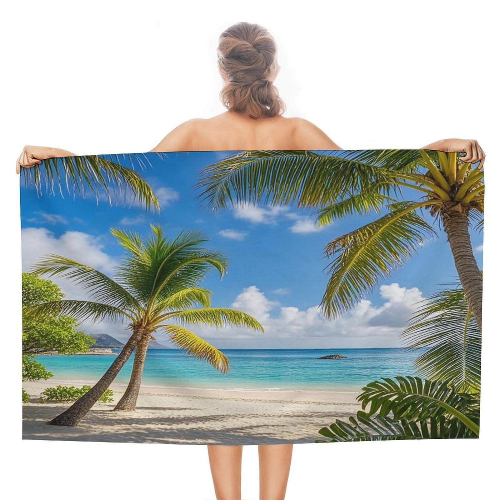 VstaDank Tropical Palm Tree Hawaii Beach Bath Towel Stylish Double-Faced Pile Travel Towel Soft Absorbent Beach Towel for Pool Swim Sports Camping Adults Gift 51X31 Inch