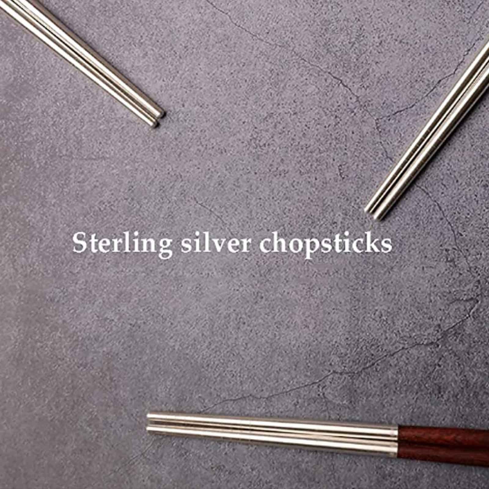 Palillos, Palillos Chinos Reutilizables Palillos Reutilizables, Estuche de Plata esterlina (Color : B)