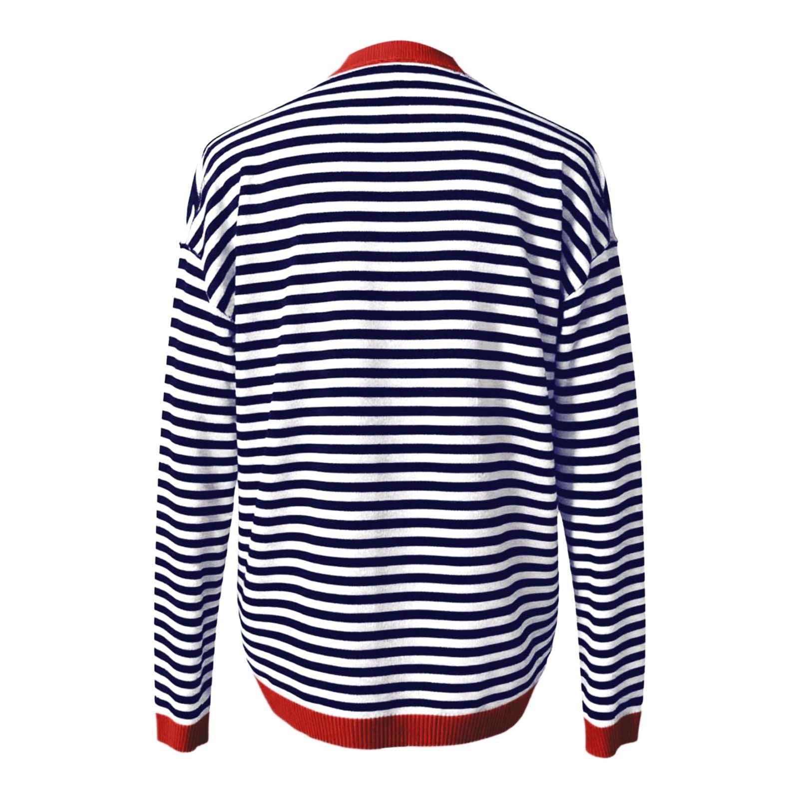 T-shirt à manches longues pour femme de style marin - Haut rayé avec détails contrastés - T-shirt décontracté pour un look intemporel