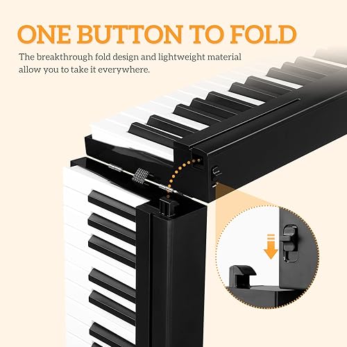 Miniatura 2 de Ktaxon Piano de teclado electrónico plegable piano eléctrico de 61 teclas con modo Bluetooth dual y altavoz estéreo de 5 W y función intuitiva