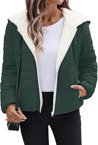 Womens Sherpa Fleece Lined Jacket Full Zip Hooded Sweatshirt Jacket Fall Winter Warm Casual Thick Coat with Pockets