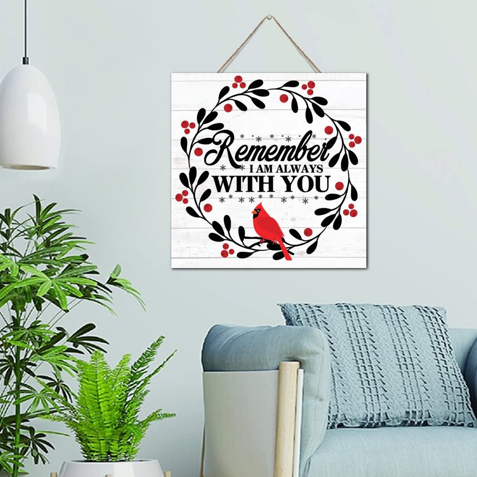 Panneau en bois cardinal rouge pour honorer la mémoire d'un proche décor de Noël