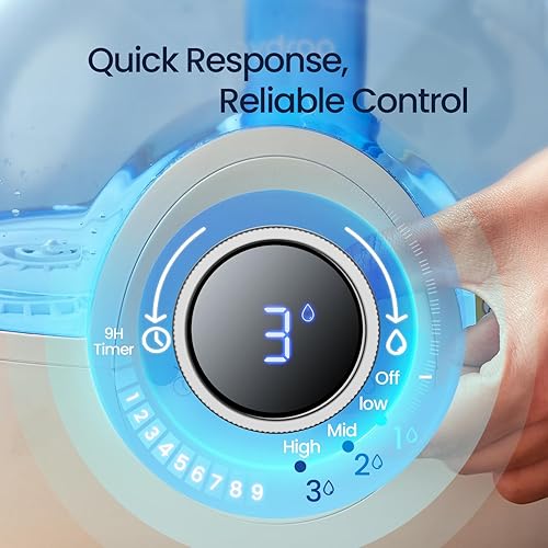 Miniatura 3 de raydrop Humidificadores de 2.2L para dormitorio, humidificadores de niebla fría con temporizador, perilla digital, humidificador pequeño silencioso