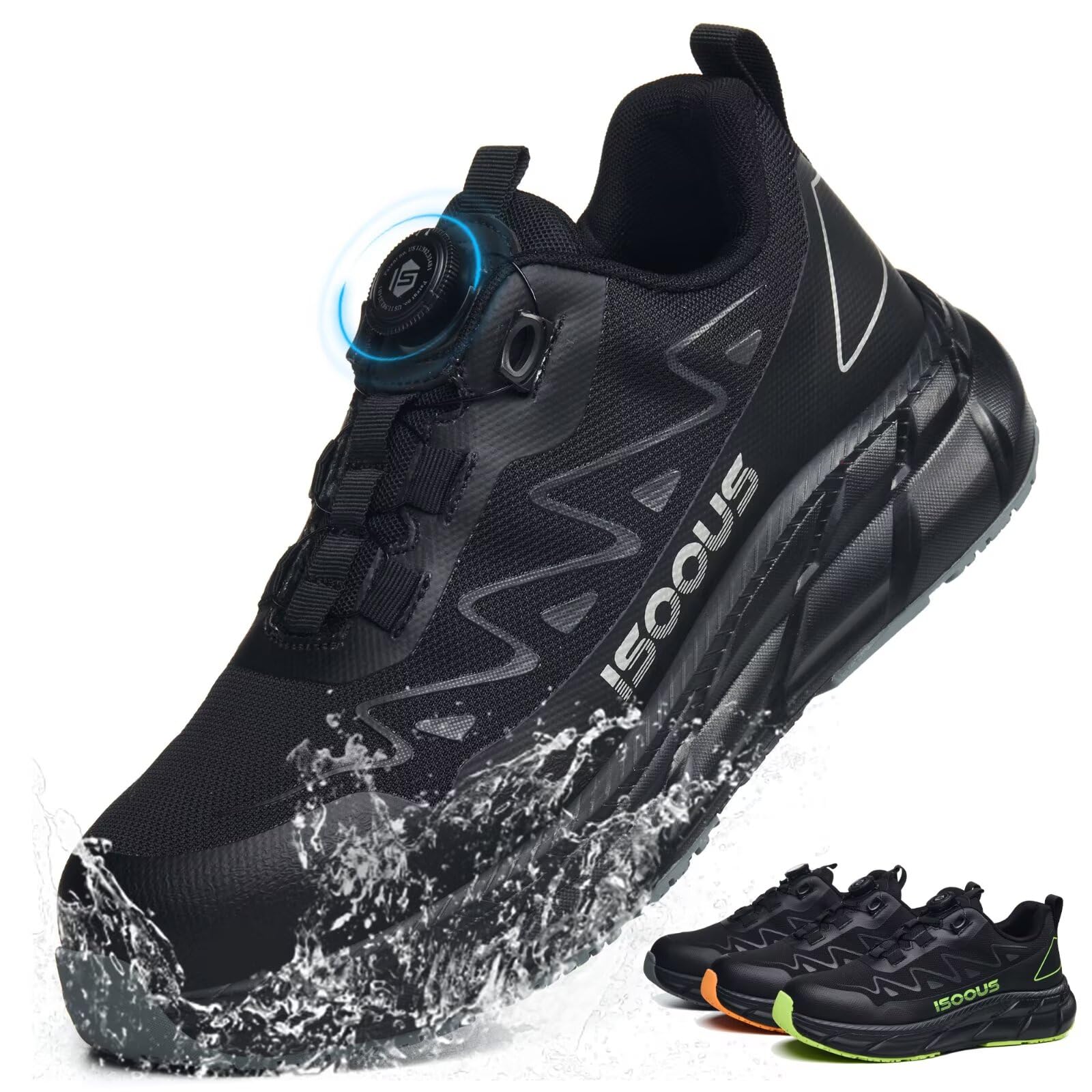 ISOOUS Sicherheitsschuhe Herren S3S Wasserdicht Arbeitsschuhe Damen ESD Leicht Drehverschluss rutschfest Bequem mit Stahlkappe