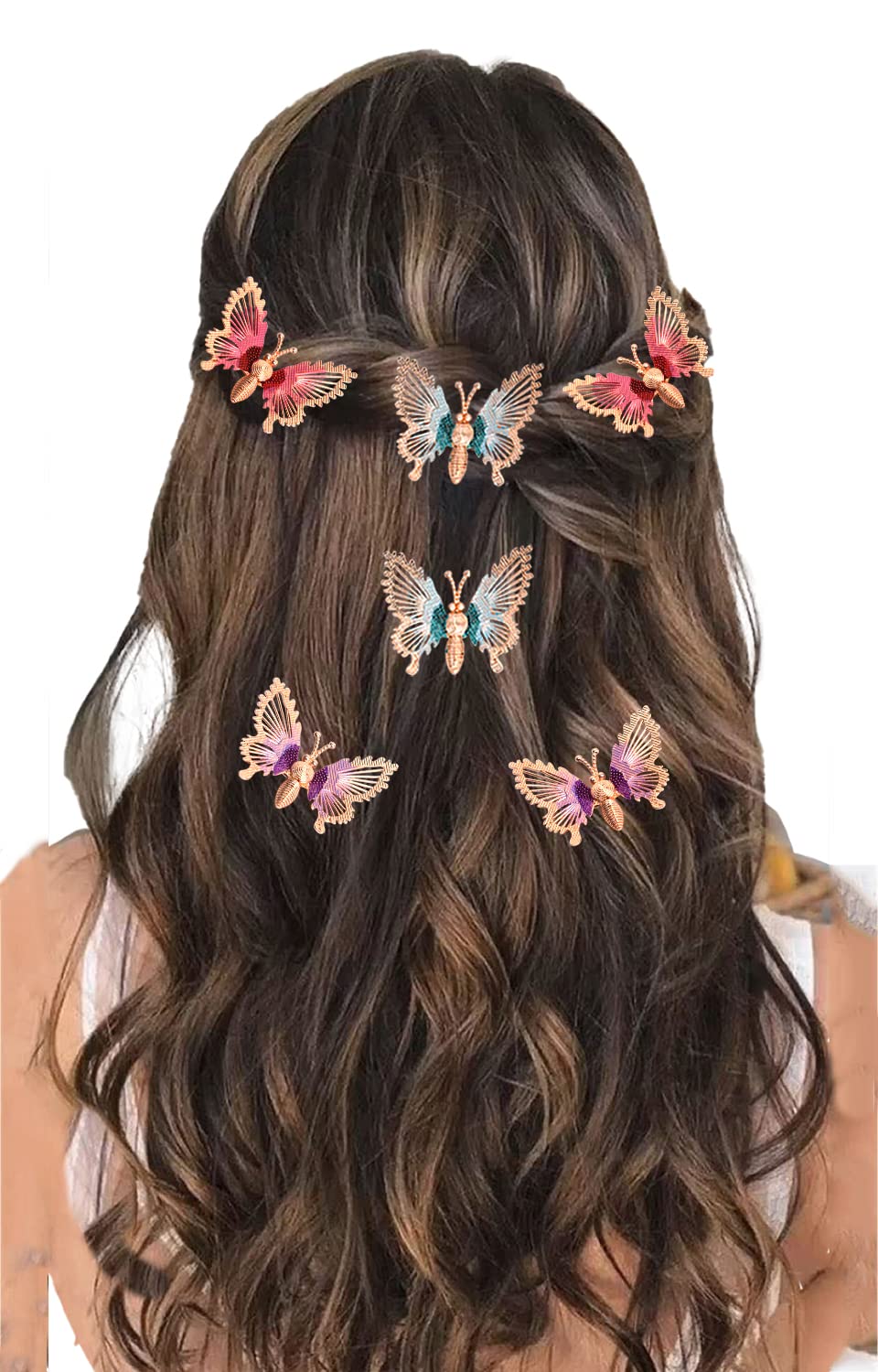 TEMPERIA Hair Accessories For Women Stylish for Wedding & Parties - Hair Pins for Women & Girls - Butterfly Hair Style Bridal Brooch & Braid for Juda Bun - Hairstyle Decoration Bride Clips - Pack of 6