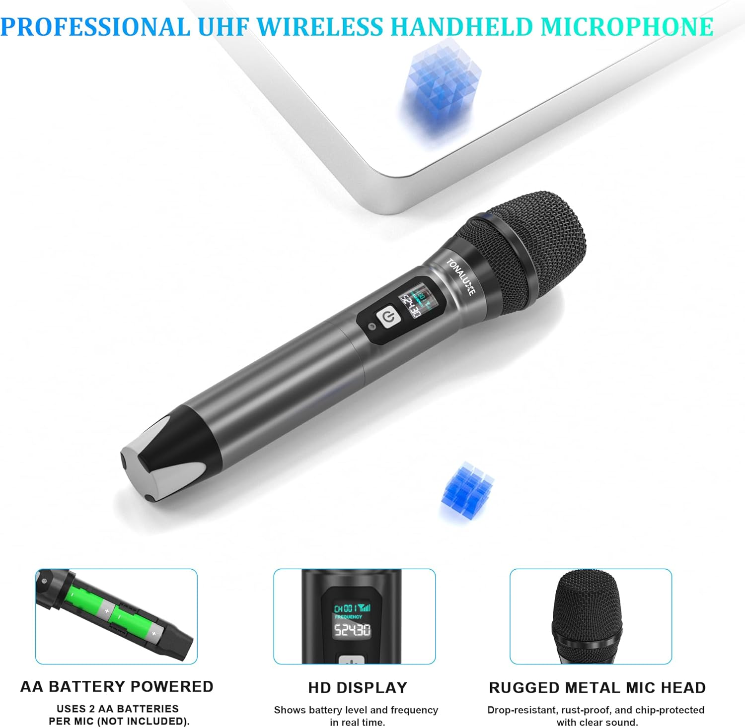 4 Channel Wireless Microphone System with Metal Receiver, 4 Handheld Mics, Independent Volume Control, 262ft Range, UHF Karaoke Mic Set for Home Party, Classroom, Church, Wedding, Events - Image 5