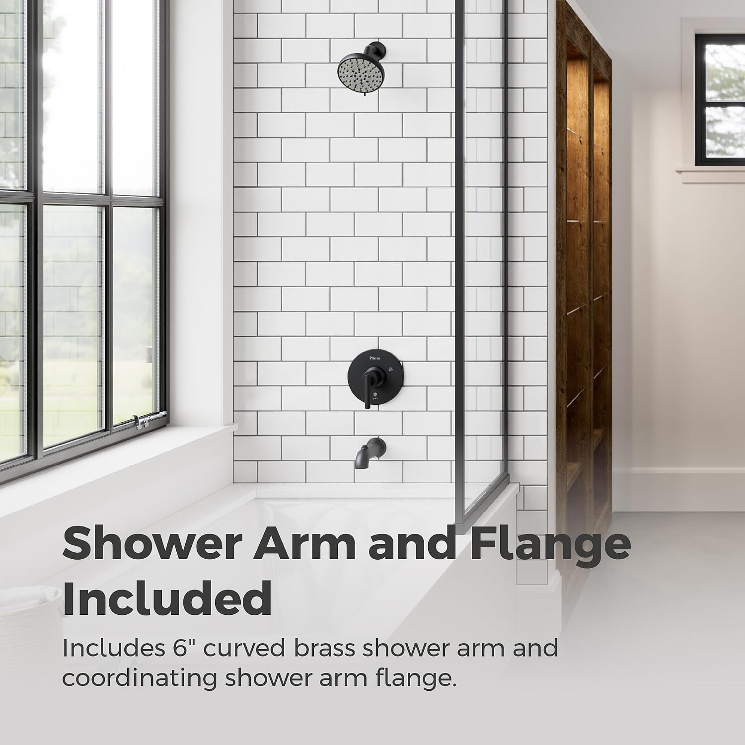Pfister Capistrano Tub and Shower Trim Kit with Valve and Cartridge 1-Handle Multi-Function Shower Head Spot Defense Matte Black Finish QuickConnect Installation 8P8WS2CSOSSDB