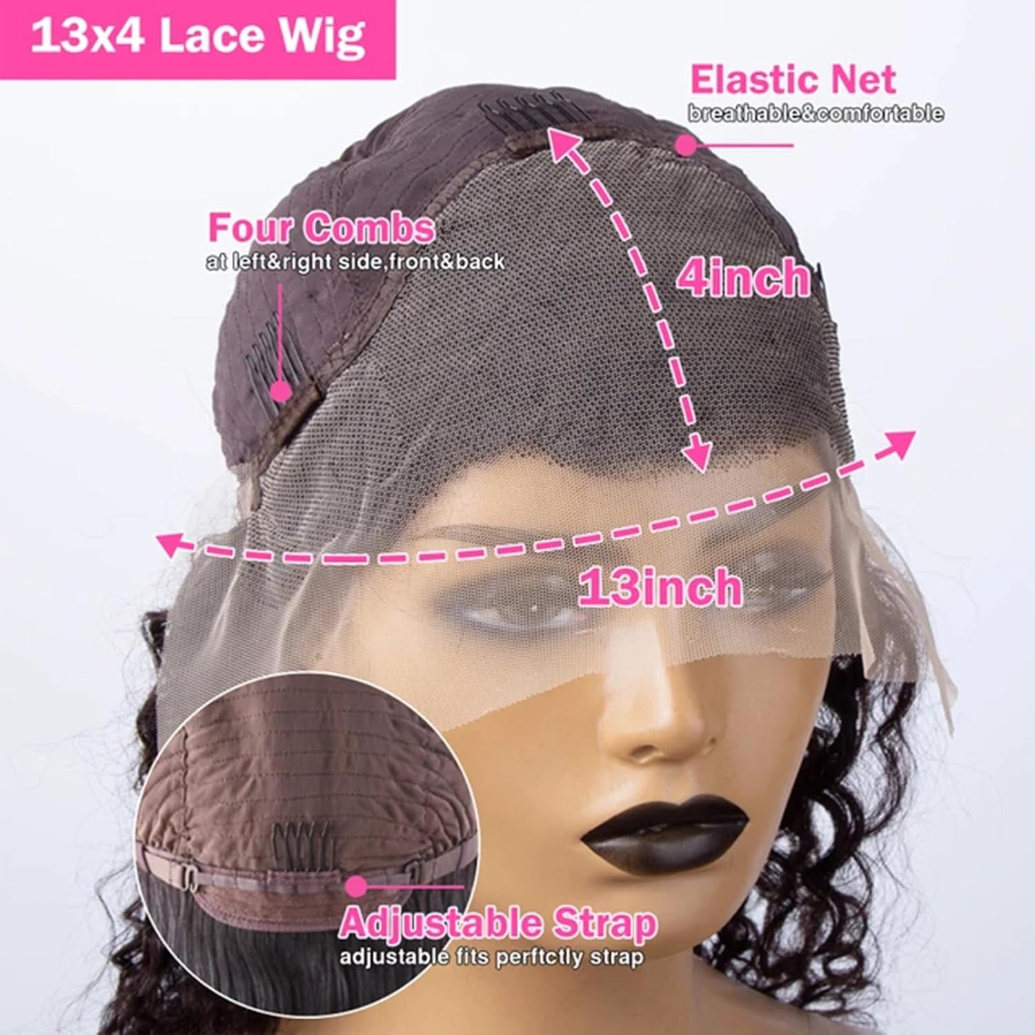 Curly Bob Wig Human Hair 13X4 Water Wave Lace Front Wig Human Hair Pre Plucked 250% Density Curly Bob Wigs for Women Natural Color 16 Inch…