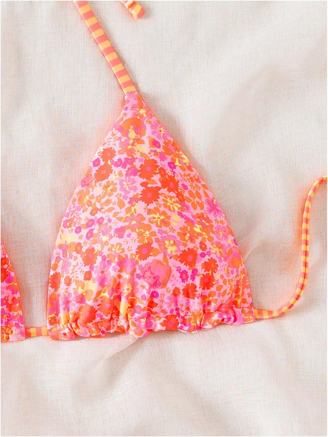 SOLY HUX Women's Floral Halter Triangle Bikini Tops Cute Reversible Swimsuit Top Only Beachwear