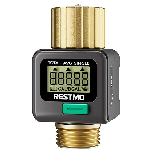 [2 Pack] RESTMO Water Flow Meter, Pure Brass Inlet &