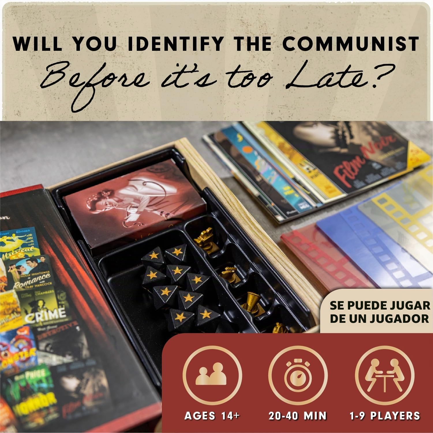 Hollywood 1947 - Juego de mesa para hacer películas para amigos y familiares, un juego de mesa de cartas, estrategia y engaño, para 1 a 9 jugadores, a partir de 14 años | A partir de 14 años, juego de deducción social, para amigos y familiares, incluye ca