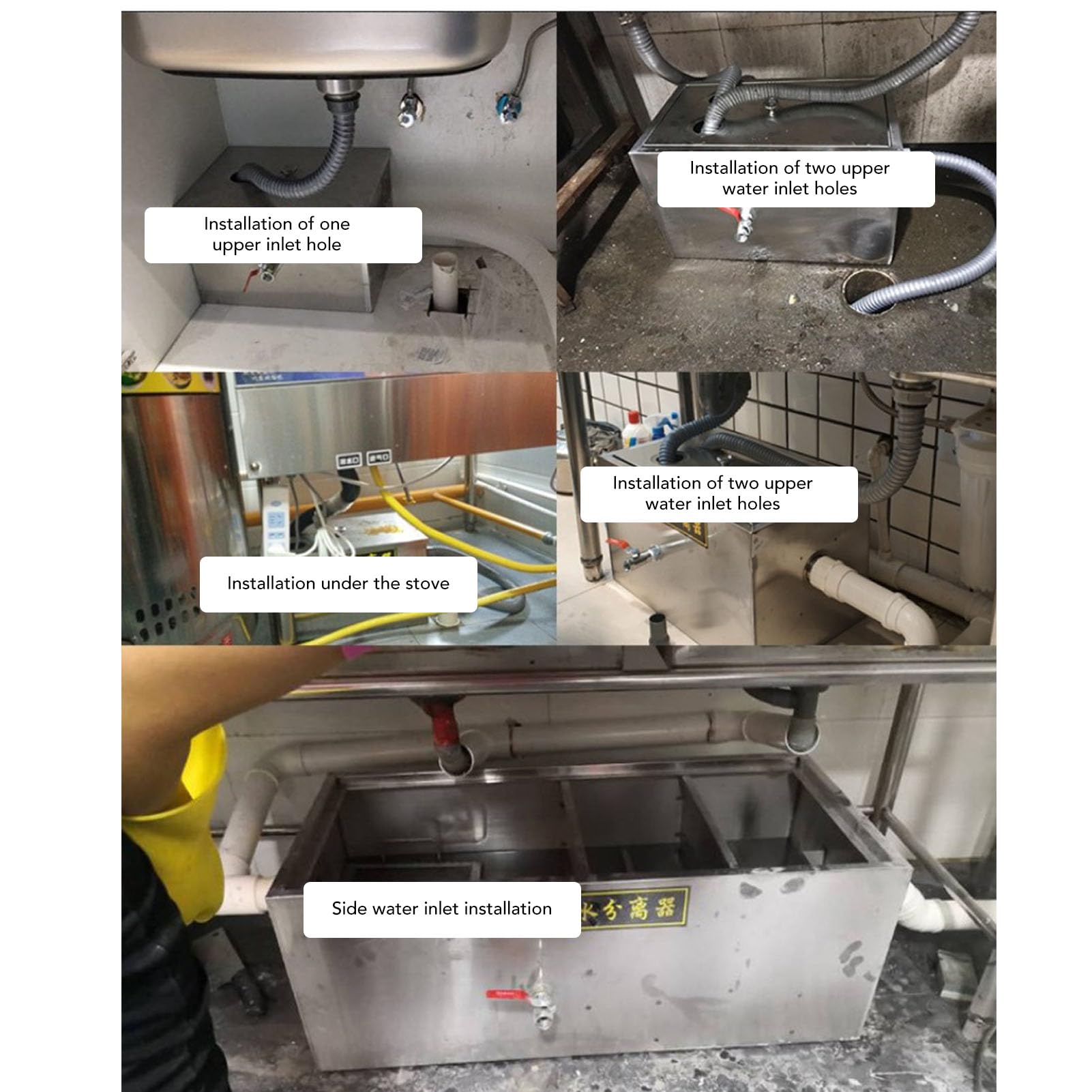 Interceptor de Grasa Comercial, Trampa de Grasa de Acero Inoxidable de Gran Capacidad con 3 Zonas de Filtración, Cesta de Filtro Interior Extraíble para Cocina de Restaurante,