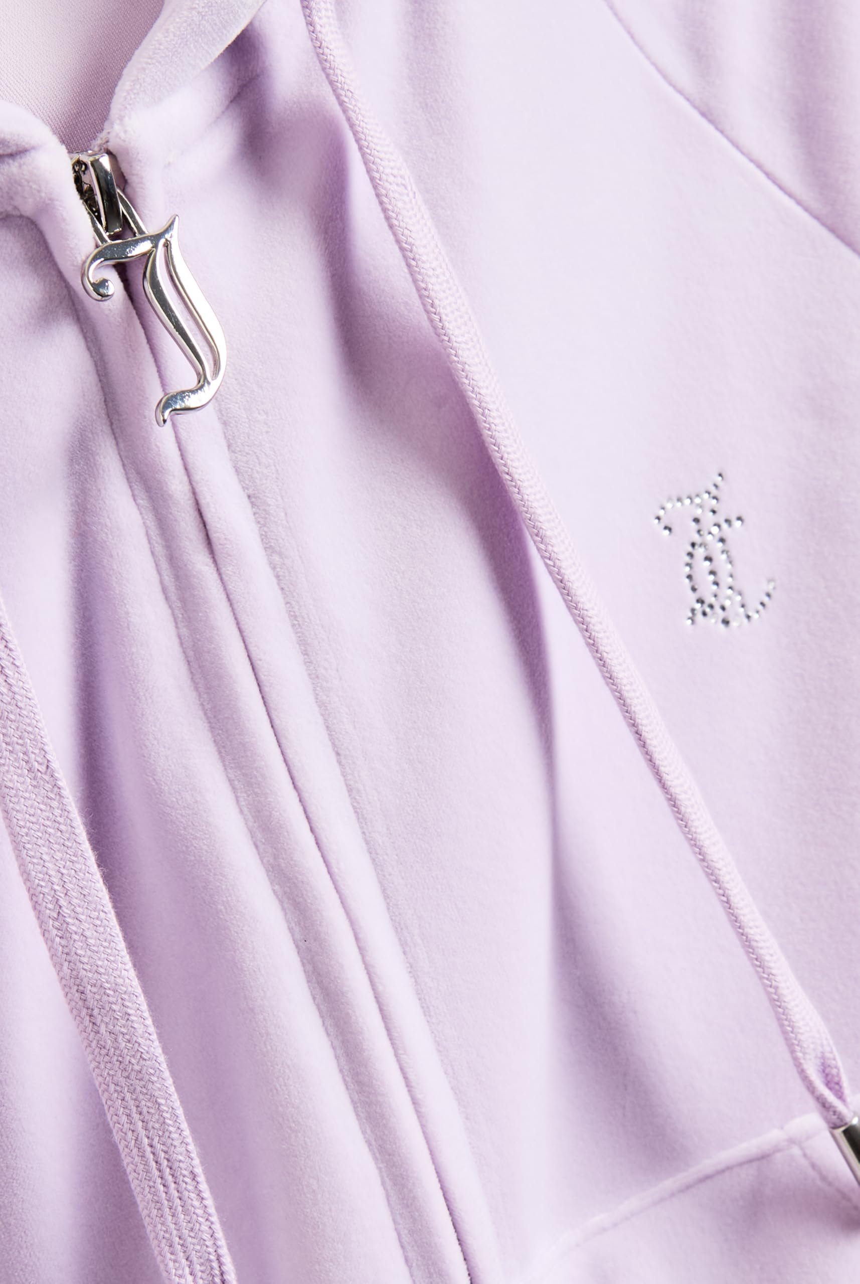 Juicy Couture Madison damska bluza z kapturem, bluza z kapturem i zamkiem błyskawicznym, welurowa bluza z kapturem, Pastelowy liliowy, M