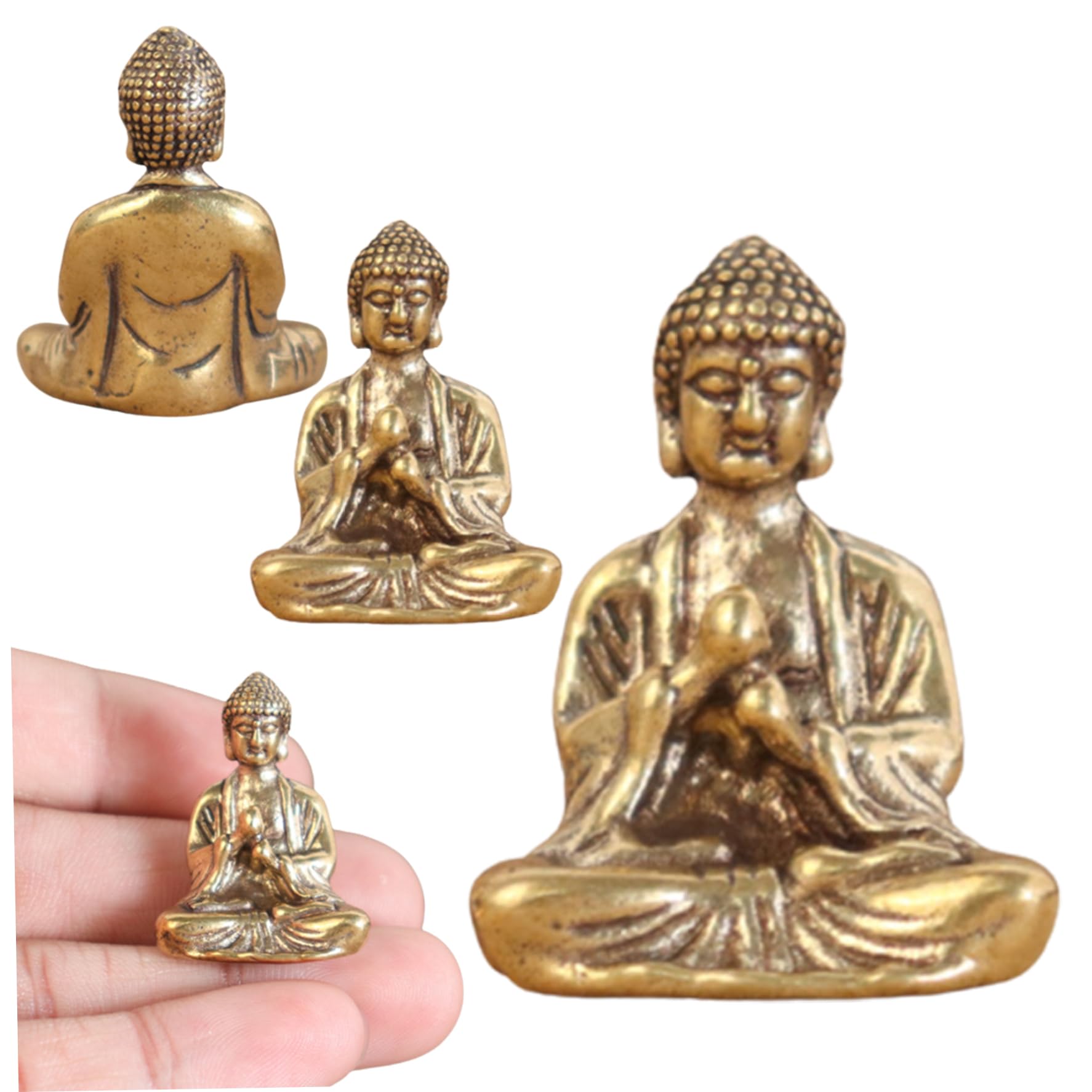 Wedhapy Buddha Mini Buddha Sitting Figurine 3Pcs 1.14x0.87inch Miniature Portable Decorative Statue Decoration for Hotel Office Living Room Meditating