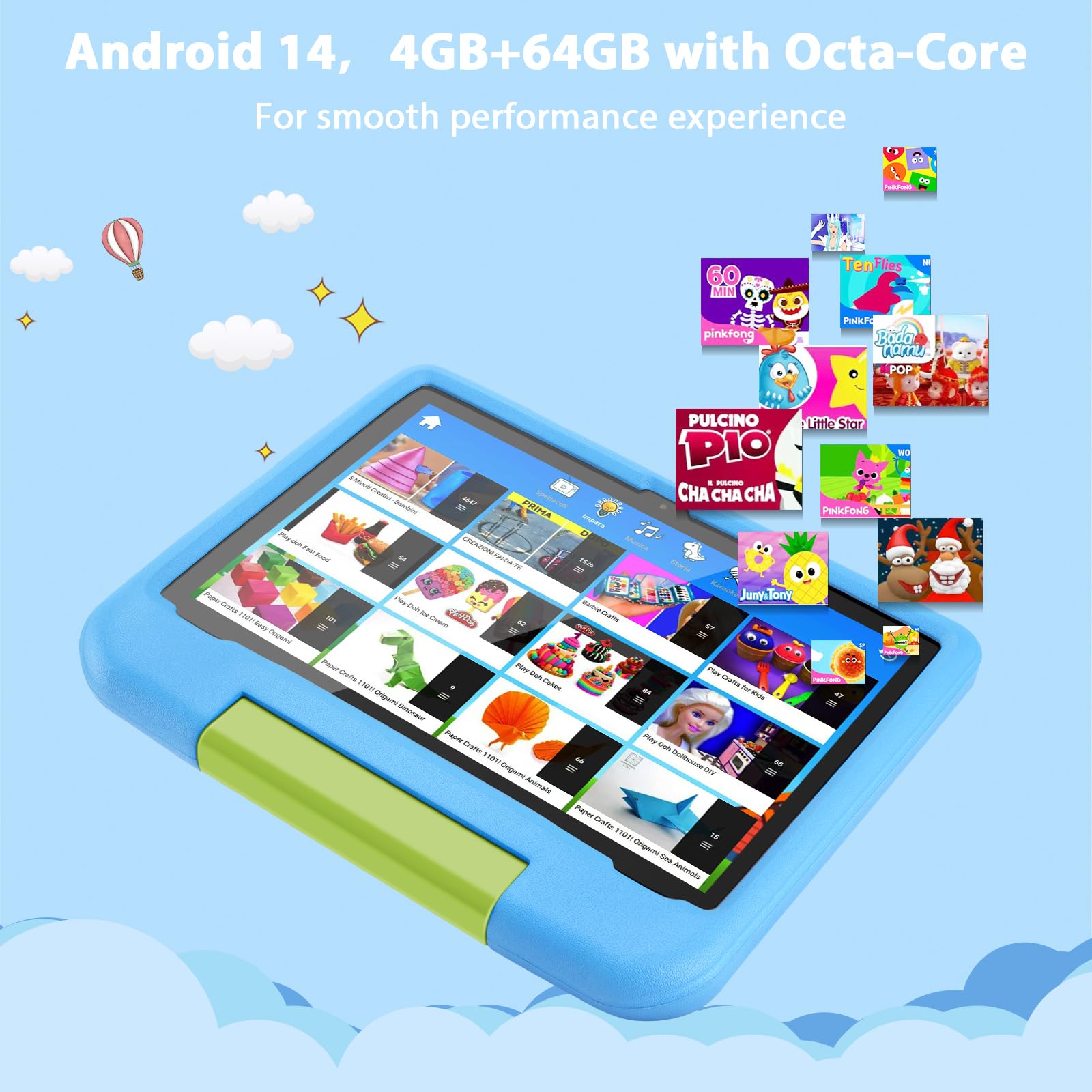 Kids Tablet - 10 Inch Android 14 Kids Tablet, Octa-Core 4+64GB