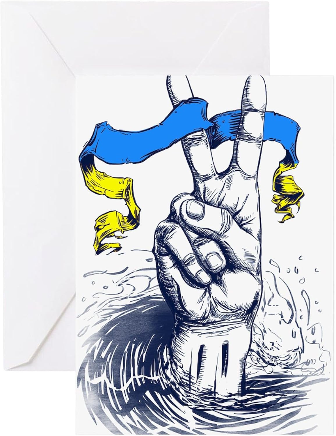 CafePress Pro Ukraine Support Ukrainian Flag Greeting Cards Greeting Card (20-pack), Note Card with Blank Inside, Birthday Card Matte