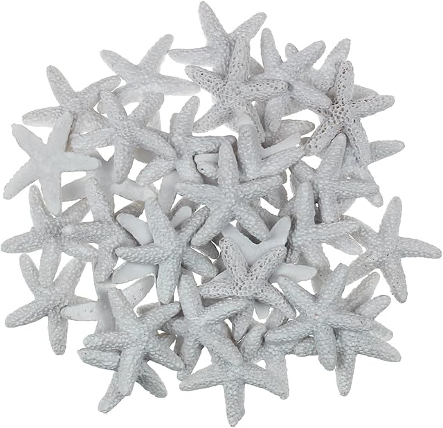 LJY 40 Pieces 3cm Resin Pencil Finger Starfish for Wedding Home Decor and Craft Project (White)