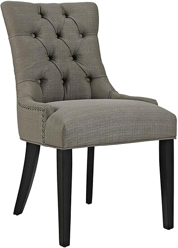 Modway Regent Modern - Elegante tela tapizada con botones y ribete de cabeza de clavo, silla auxiliar de comedor, granito
