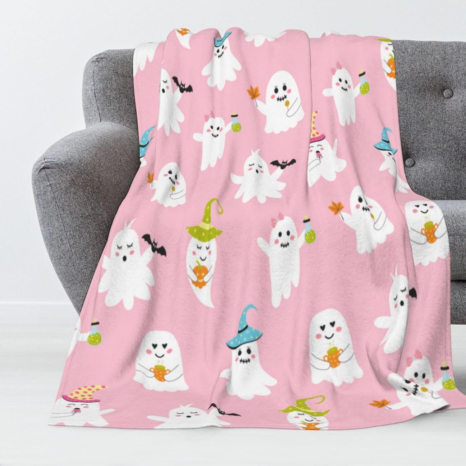 Artteal Halloween Throw Blanket,Cute Funny Ghost Halloween