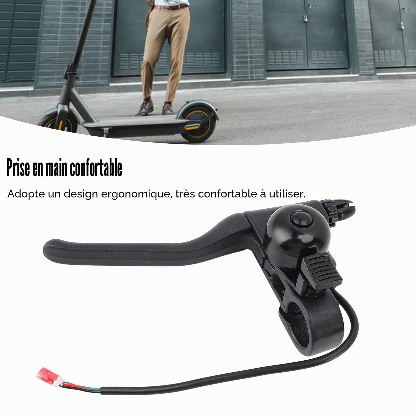 Focket Poignée de Levier de Frein avec Cloches de Rechange pour Pièces de Scooter électrique, Levier de Frein Antidérapant avec Cloche pour Pièce de Rechange DIY pour Scooter électrique