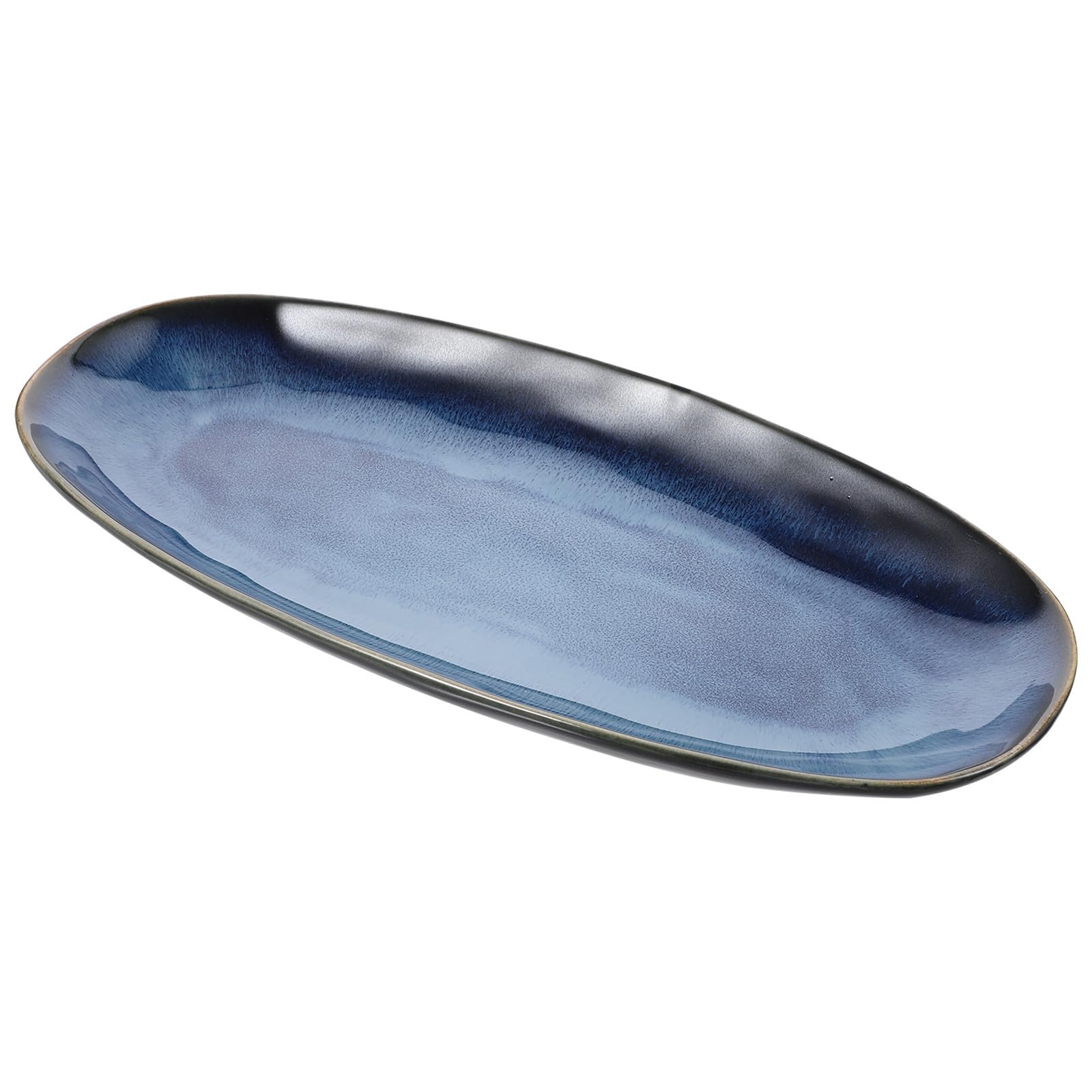 Plato de Sushi de Cerámica Azul Grande, Bandeja Alargada para Servir Pescado y Aperitivos, Vajilla para Restaurantes y Hogar, Adecuado para Reuniones y Eventos Obsequios