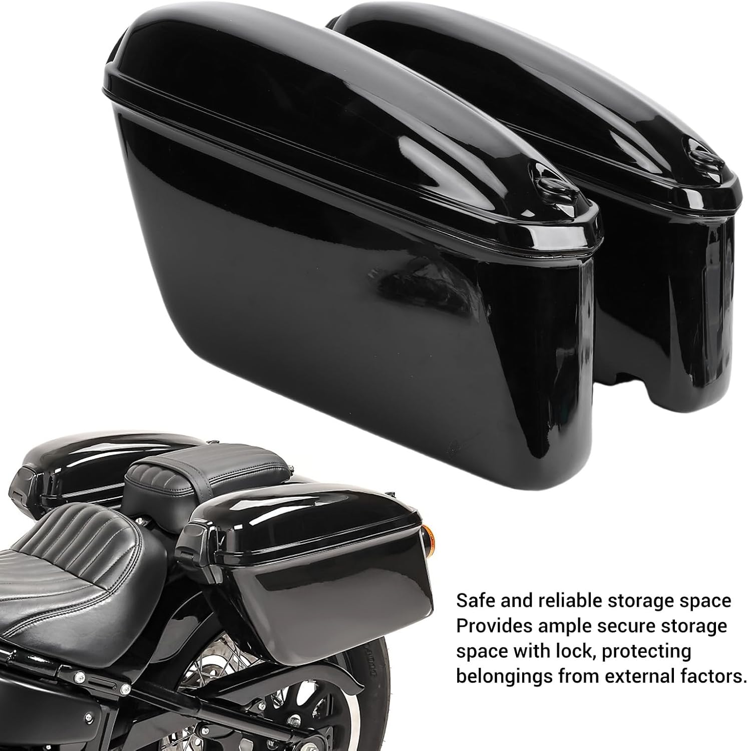 Luocute Motorcycles Saddle Bags Saddlebags Mounting Kit, 22L Trunk Luggage Storage Box with Lock and Mounting Kit Replacement, Powersports Saddle Bags