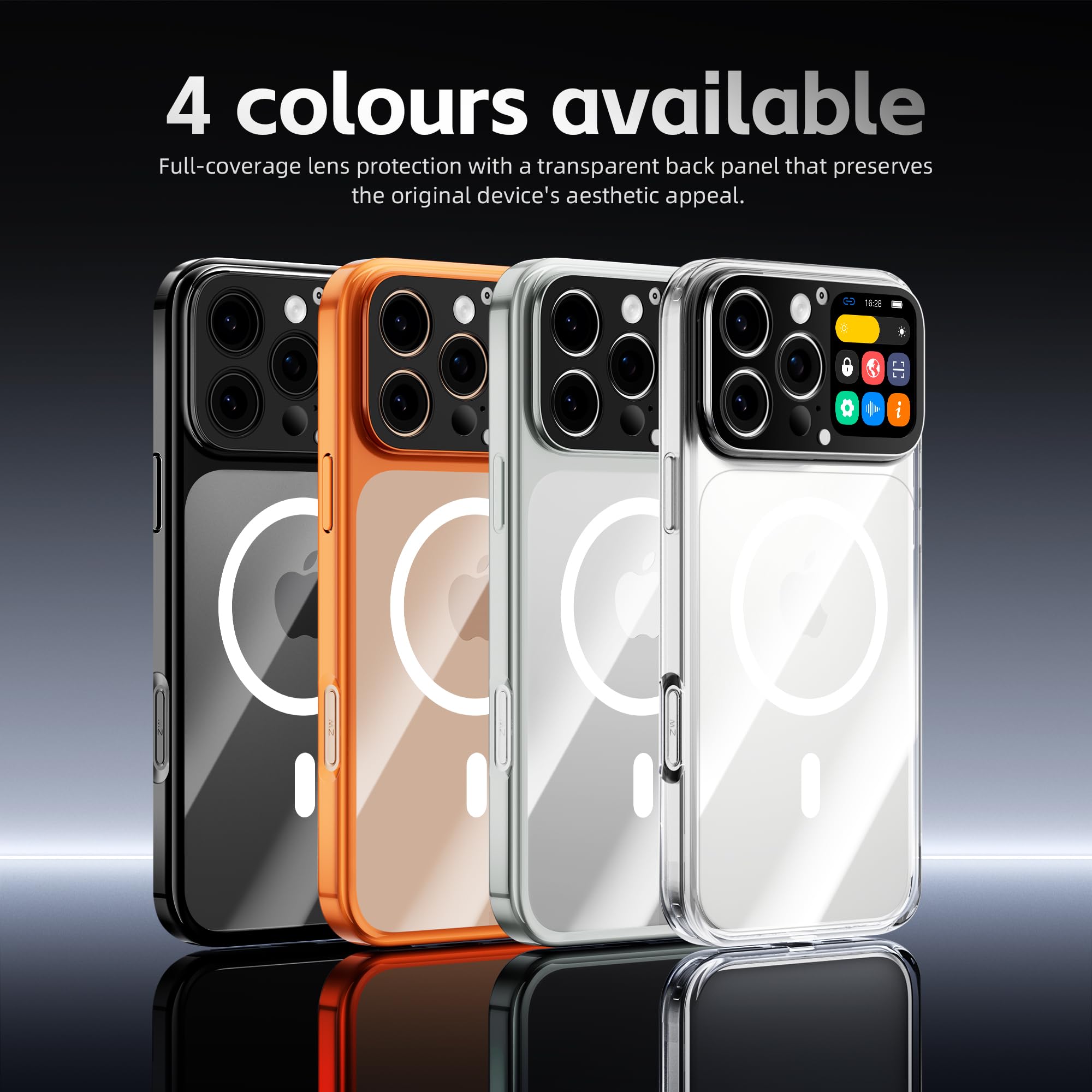 mart Screen Phone Case per iPhone 16 Pro Max, display HD da 1,85 pollici, anteprima dal vivo, ID chiamante, commenti proiettili, registrazione con un tocco, ricarica magnetica, custodia