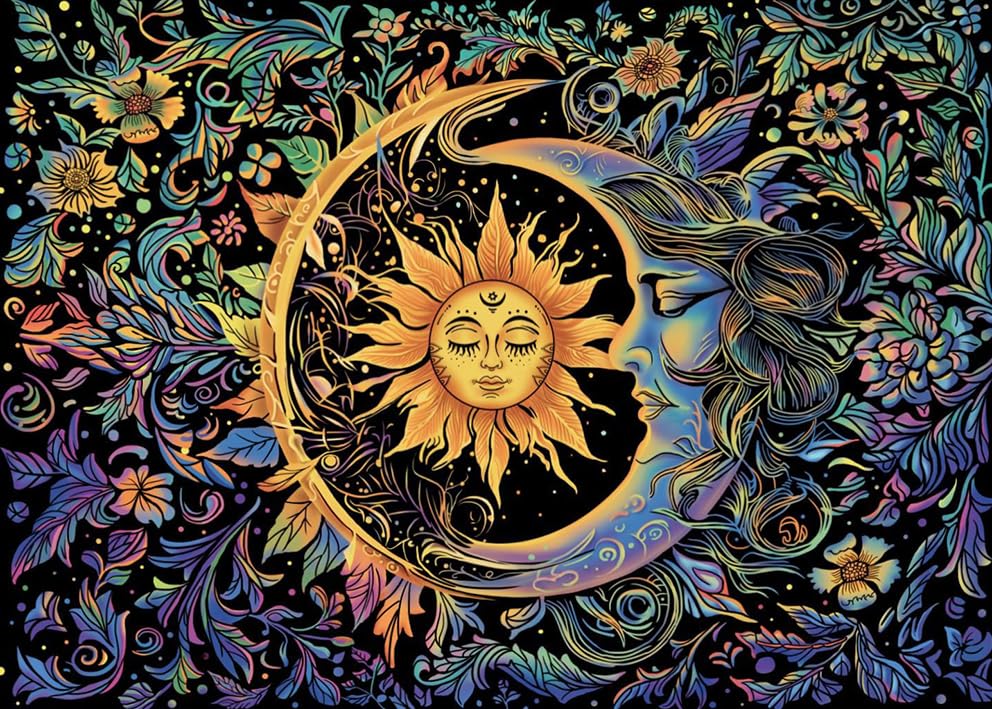 RYMILIE Diamond Painting Kits for Adults - Sun and Moon DIY 5D Diamond Art Kits Full Drill Diamond Dots Paintings with Diamonds Gem Art and Crafts Home Decor 12x16inch