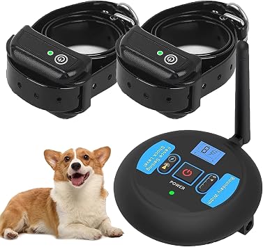 Wireless Dog Fence Electric Training Collar 2-in-1, Dog Boundary Containment System, Waterproof Rechargeable Collar, Tone/Static Correction, Electric Pet Fence for Stubborn Dogs,for2dogs